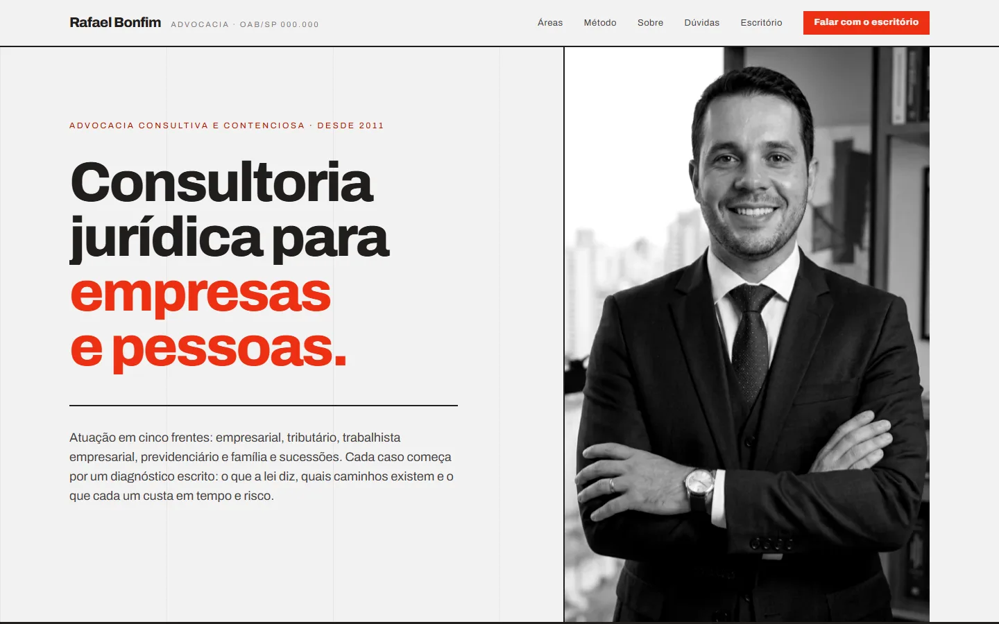 Demonstração de site para escritório de advocacia